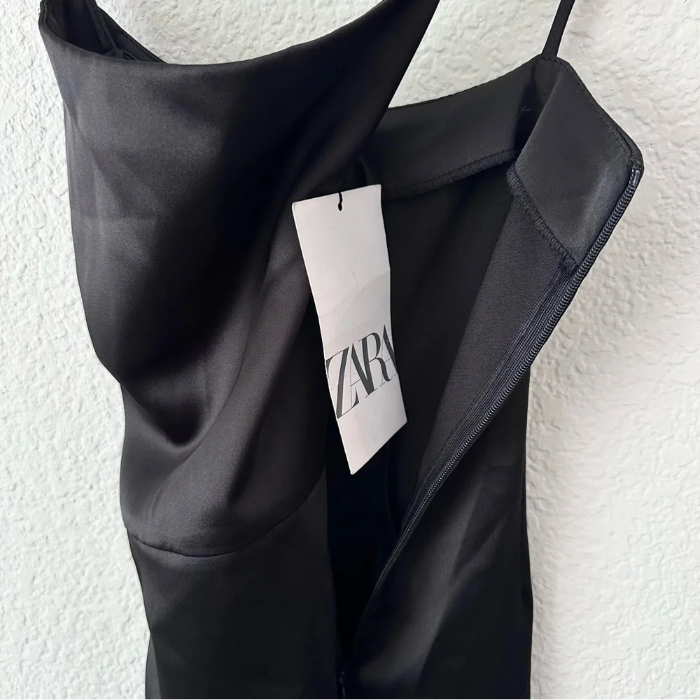 Zara Asymmetrical Ruched Slit Maxi Dress - Picture 4 of 4